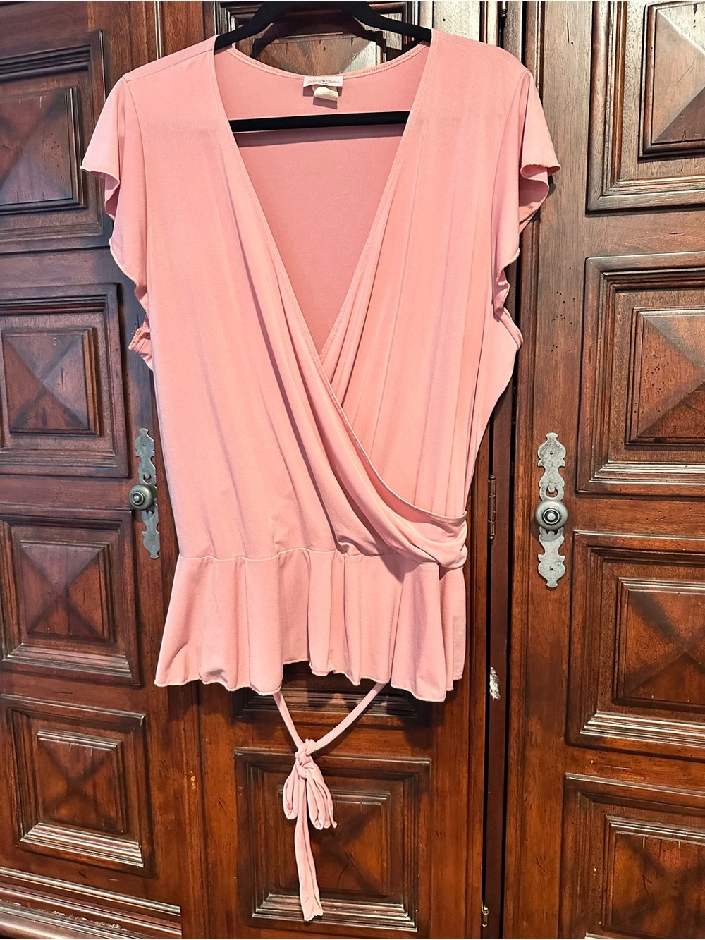 julie's closet Dusty Pink Wrap Peplum Blouse